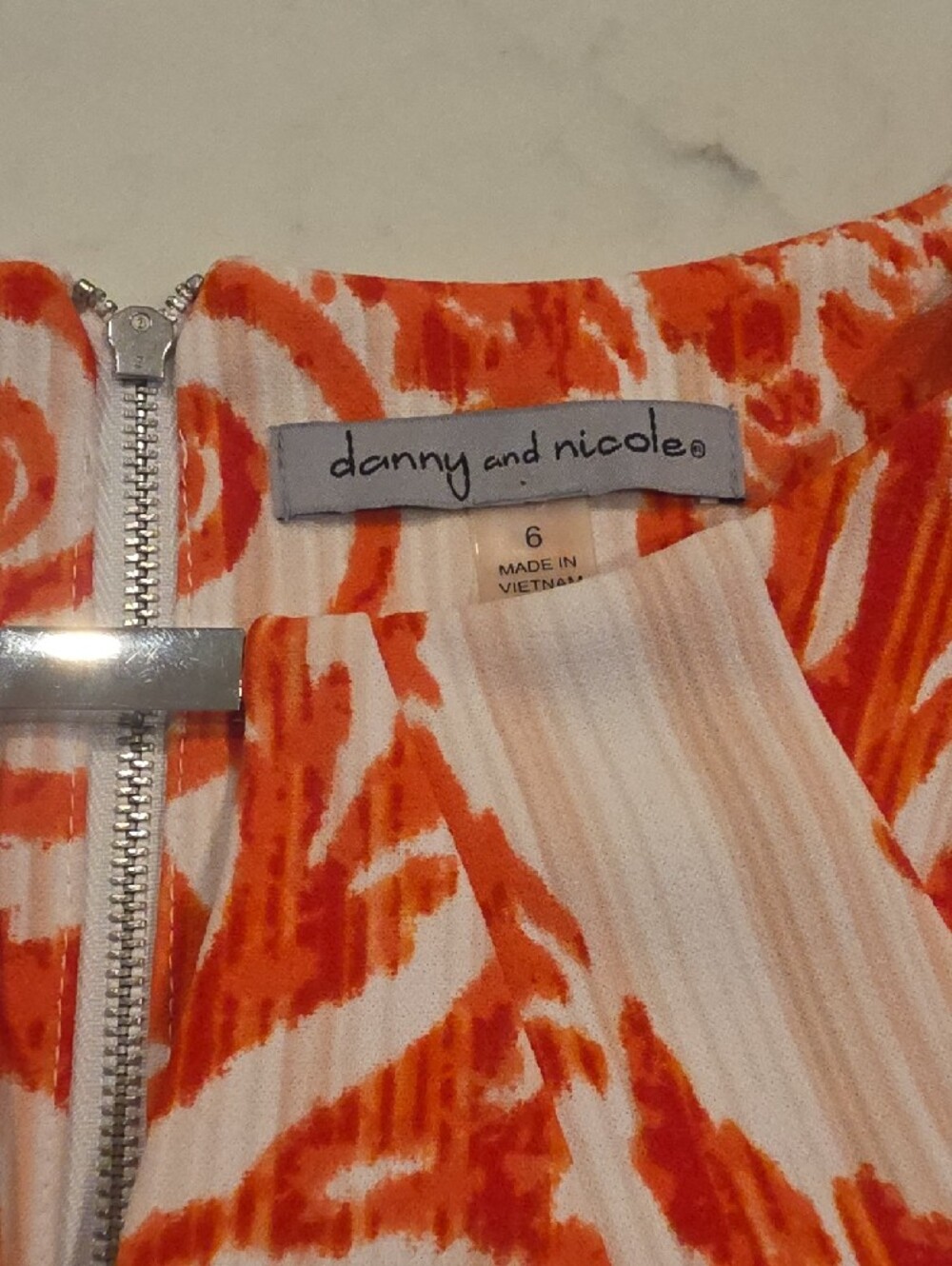Danny & Nicole Orange and White Baroque Print Fit And Flare Dress - Picture 8 of 10